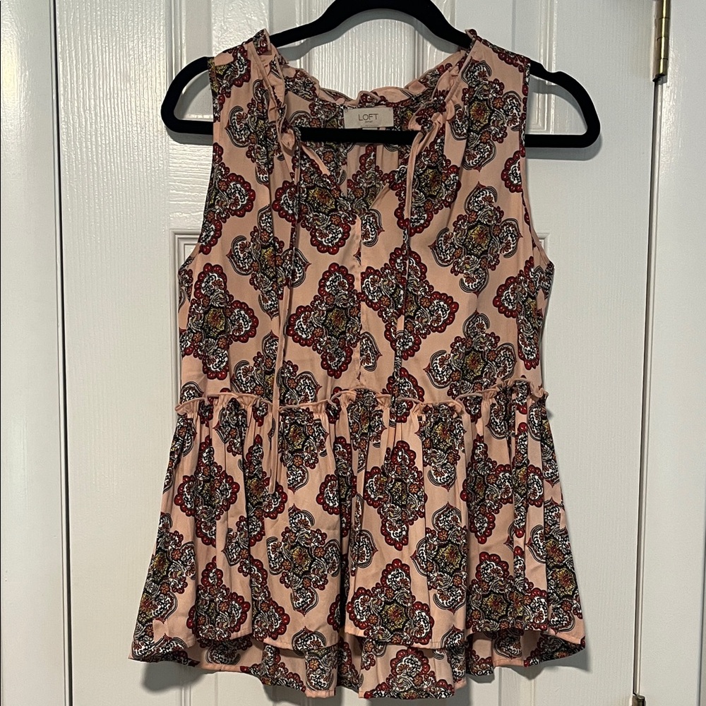 LOFT Women's Blouse with Pink and Multicolor Pattern